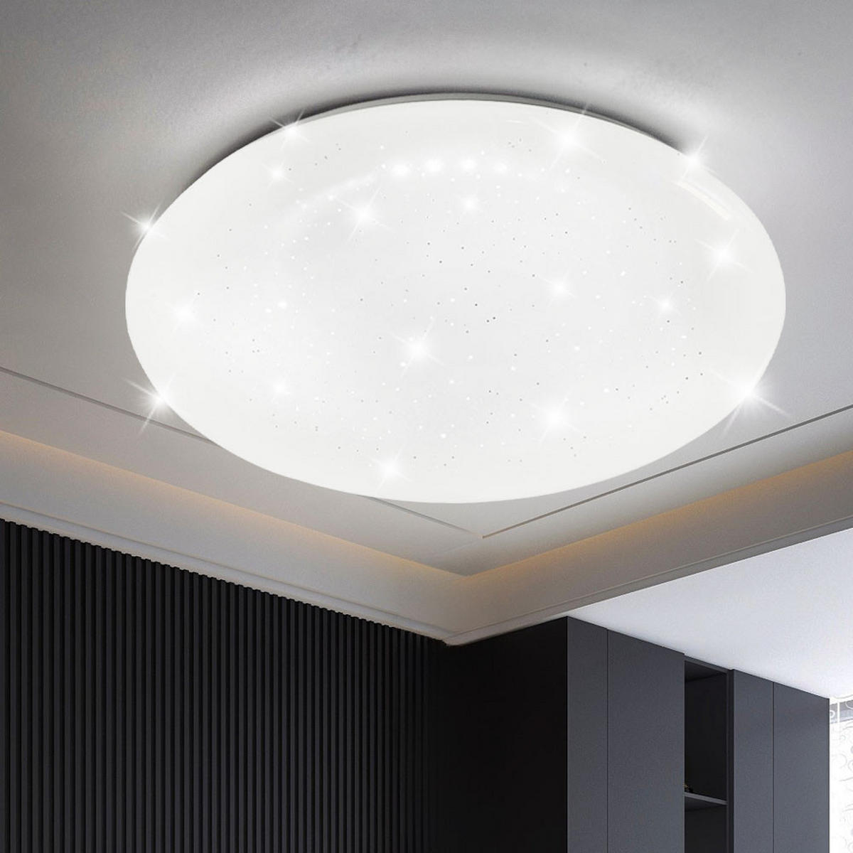 LED DECKENLEUCHTE Glas Weiß Sternenhimmel - Weiß, Glas (25/25/12cm)