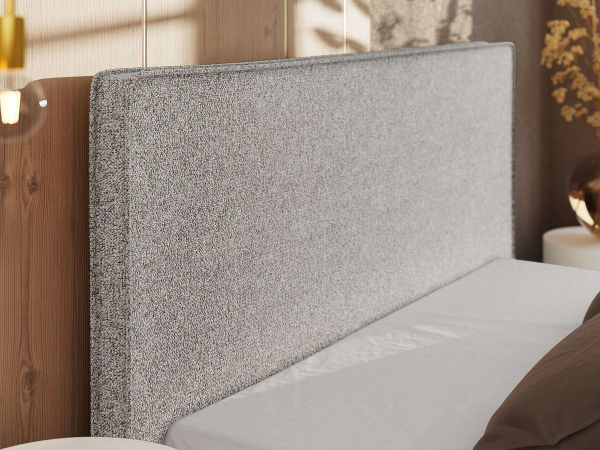 POLSTERBETT CORIVO CLASSIC 200/200 - Hellgrau Strukture - Pocket-Matratze - Hellgrau/Schwarz, Kunststoff/Textil (200/200cm) - MKS