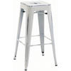 BARHOCKER Metall antik weiß - Eukalyptusholzfarben/Weiß, Metall (43/76/43cm) - CLP