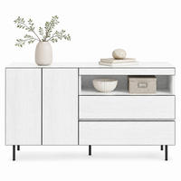 SIDEBOARD aus Spanplatte 140x42x77 cm Weiß mit Schubladen, Türen und offenen Fächern - Weiß, Holzwerkstoff (140/77/42cm) - IVMEU