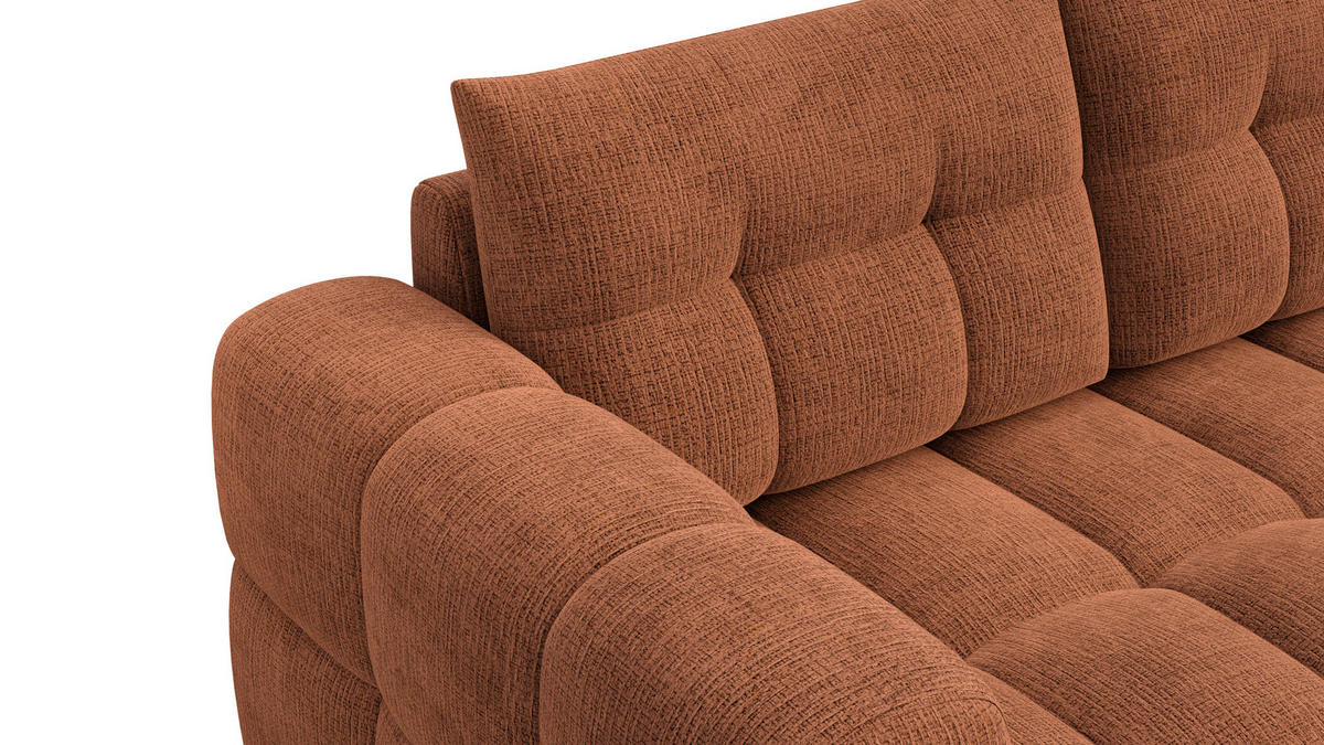 ECKSOFA CLOUDI 4-Sitzer rechts, rostrot - Schwarz/Orange, Holz/Textil (294/160cm) - Courtois Laville