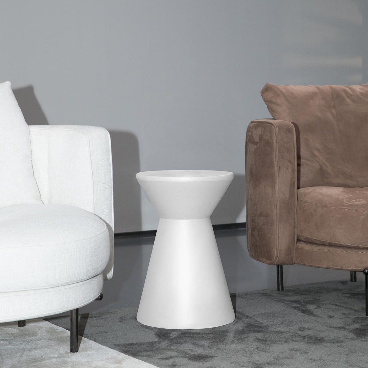 BEISTELLTISCH ROME rund Klein Betonoptik 35 x 35 x 50 cm - Creme, Naturmaterialien (35/35/51cm) - Elementi