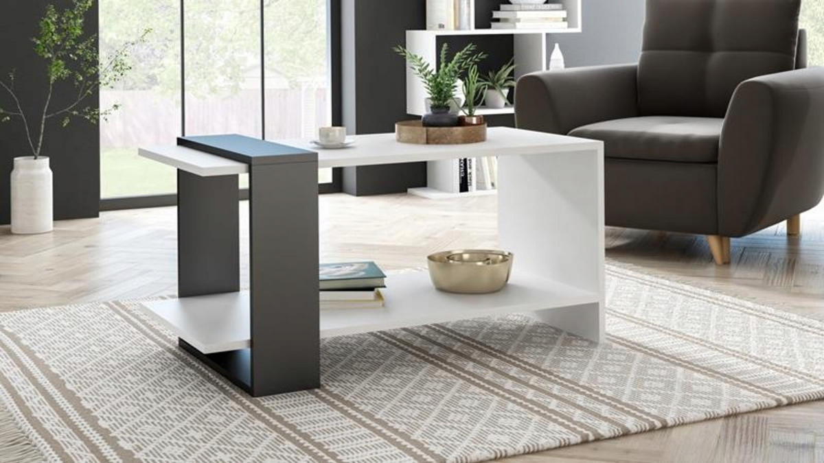 COUCHTISCH WIKA Weiß-Schwarz 100/53,6/51,8 cm - Multicolor, Holzwerkstoff (53.6/100/51.8cm) - Matkam Möbel
