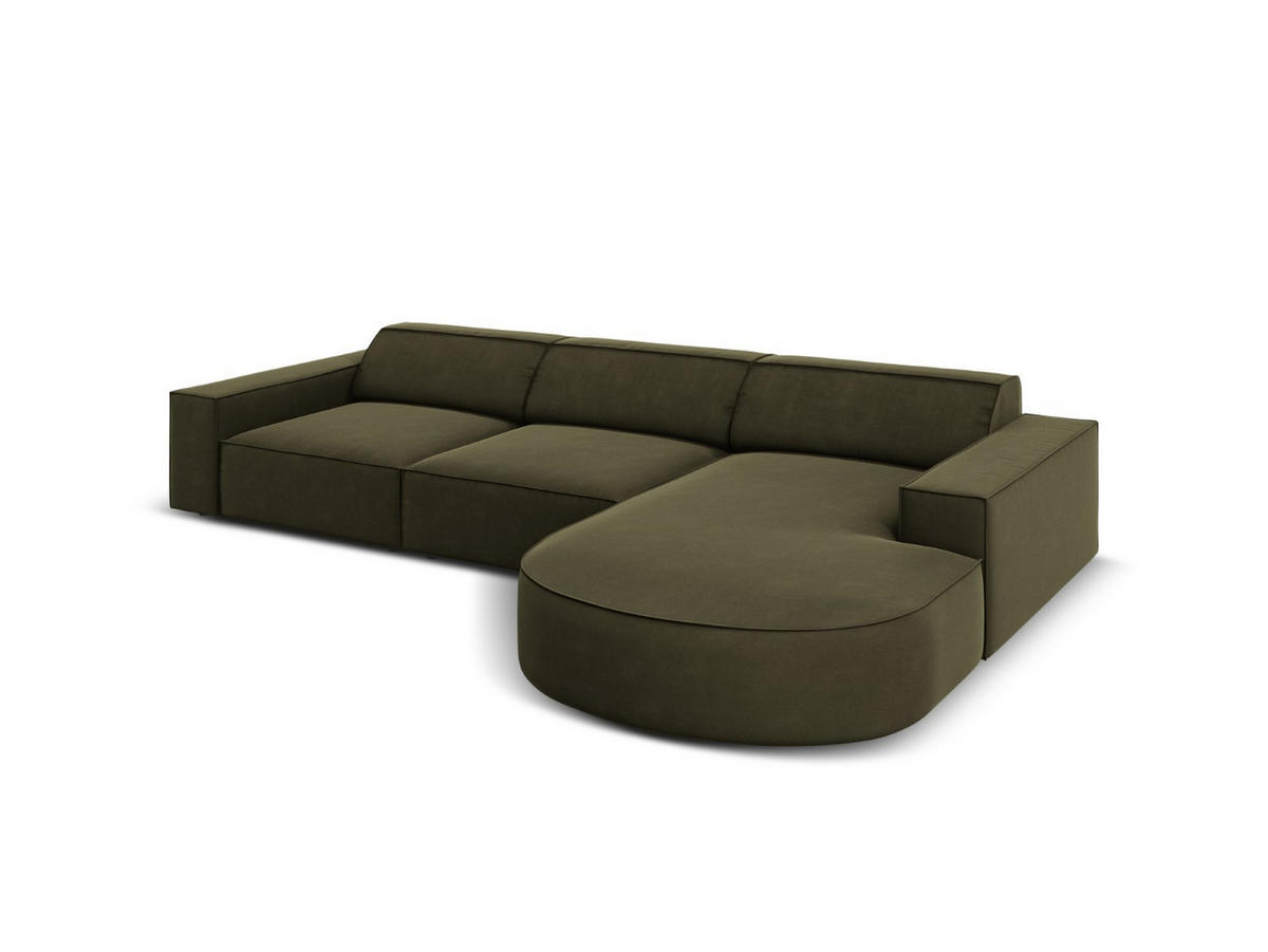 ECKSOFA rechts Jodie aus Samt grün 4 Sitzplätze - Grün, Textil (166/284cm) - Micadoni