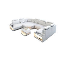 WOHNLANDSCHAFT Asti U Mini - Weiß, Leder (352/93/280cm) - Sofa Dreams