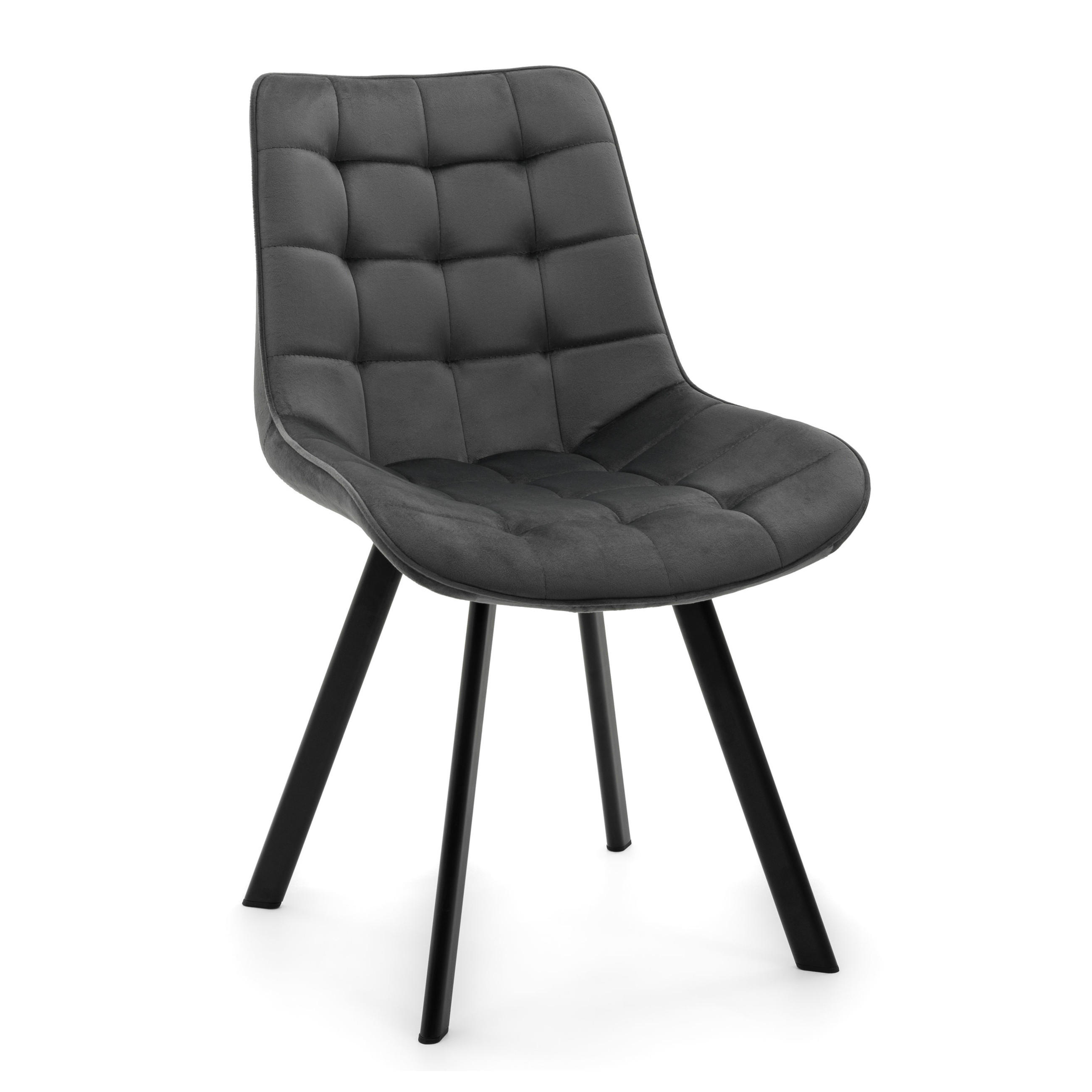 STUHL TORI gepolsterter mit Steppung - grau - Samt Velour - Schwarz/Grau, Textil/Metall (53/86/60cm) - NEW HOME