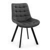 STUHL TORI gepolsterter mit Steppung - grau - Samt Velour - Schwarz/Grau, Textil/Metall (53/86/60cm) - NEW HOME