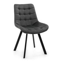 STUHL TORI gepolsterter mit Steppung - grau - Samt Velour - Schwarz/Grau, Textil/Metall (53/86/60cm) - NEW HOME
