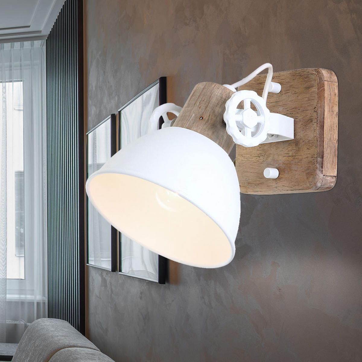 LED WANDLEUCHTE Eichenholz Weiß Metall - Weiß, Holz (9/3/11.5cm)