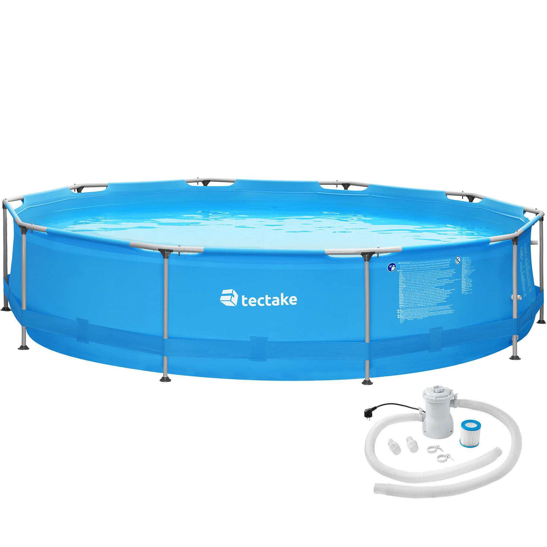 SWIMMING POOL Summertime,360 x 76 cm,blau - Blau, Metall (360/76/360cm) - tectake
