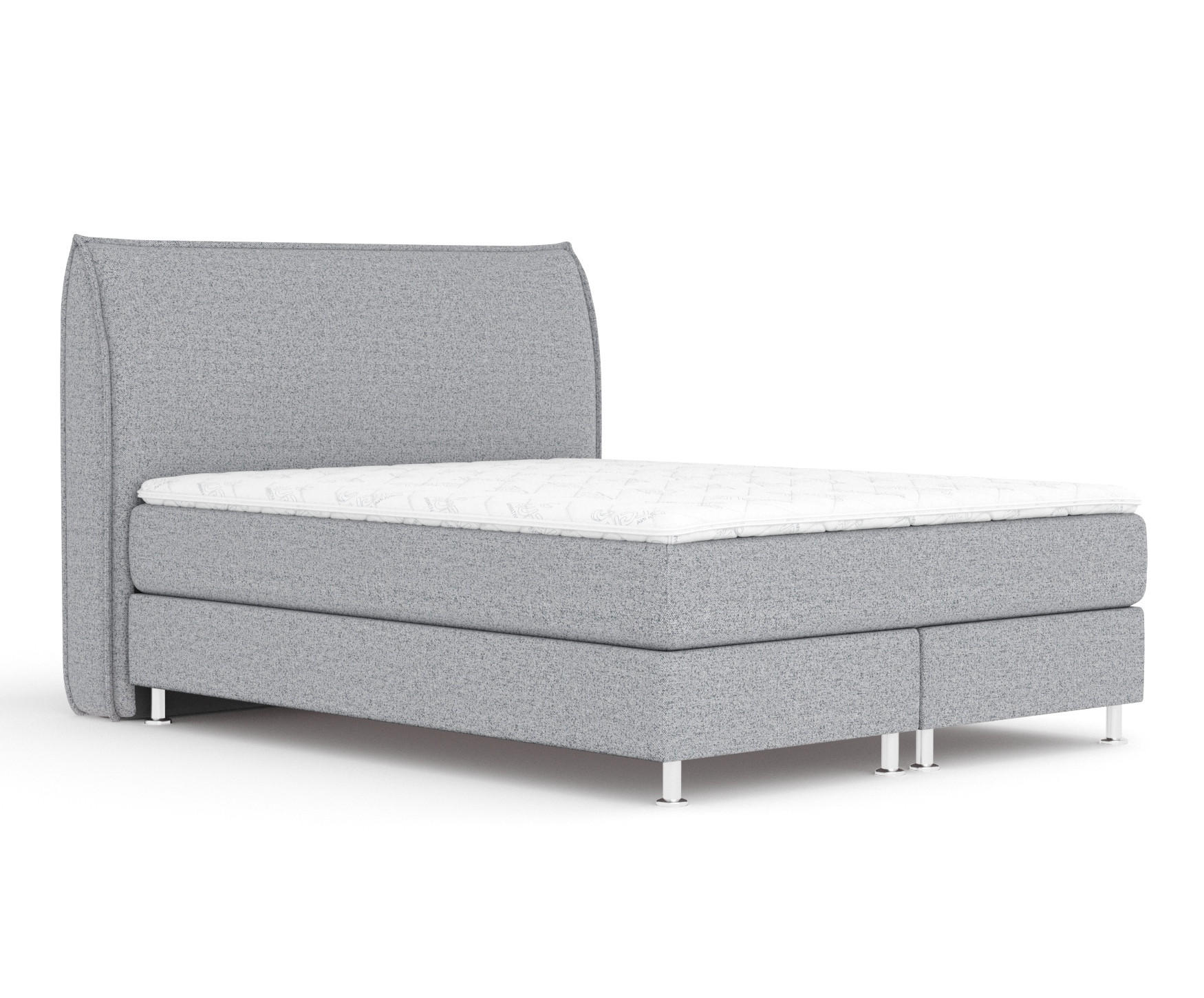 BOXSPRINGBETT Chermin Grau 200/200 cm mit Latex-Topper - Silberfarben/Grau, Holz/Holzwerkstoff (200/200cm) - Maison de Reve