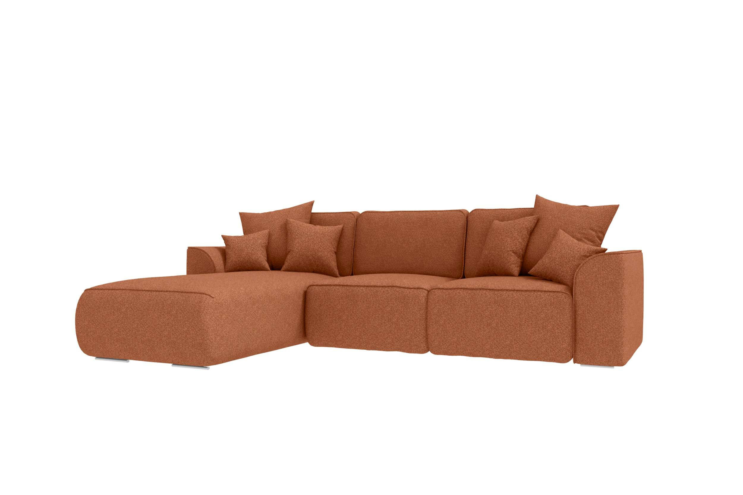 ECKSOFA GUSTO Strukturstoff Rostfarben Links inkl. Schlaffunktion - Chromfarben/Rostfarben, Kunststoff/Textil (194/295cm) - 99rooms