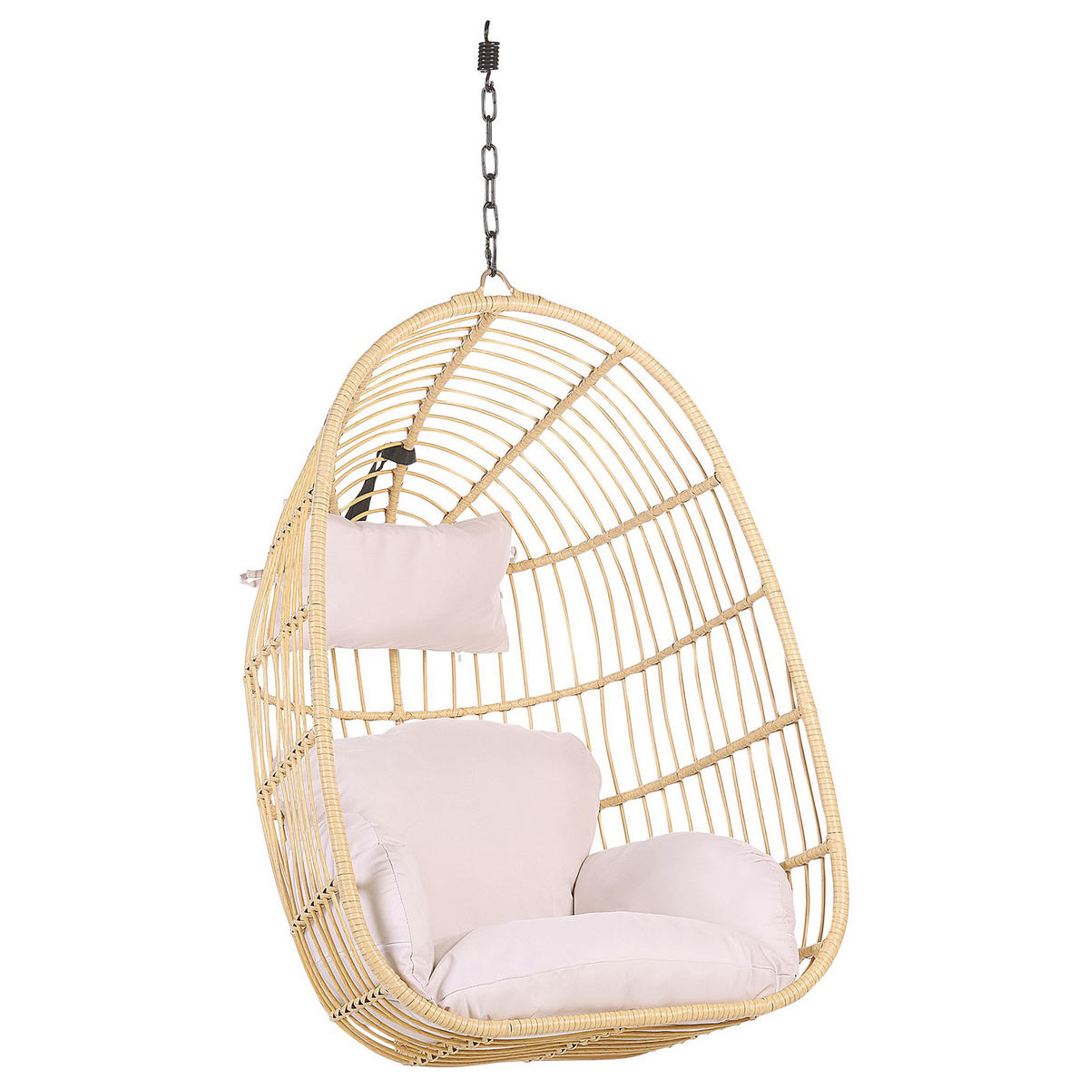 HÄNGESESSEL mit Gestell PE Rattan natürlich 97 cm Casoli - Naturfarben, Kunststoff (97/199/97cm) - Beliani