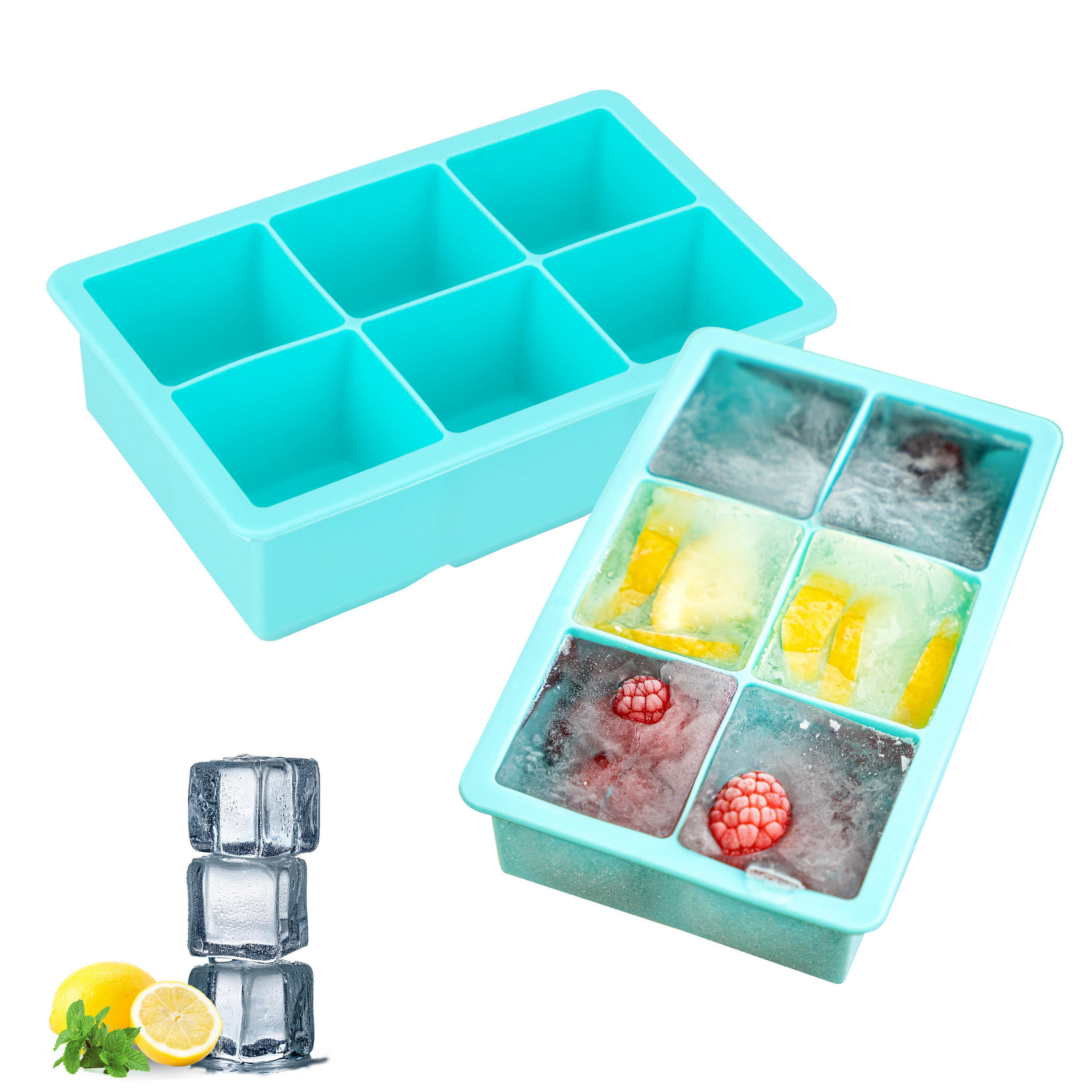 EISWÜRFELFORM 2er-Set - Türkis, Kunststoff (15/4.8/9.5cm) - bremermann