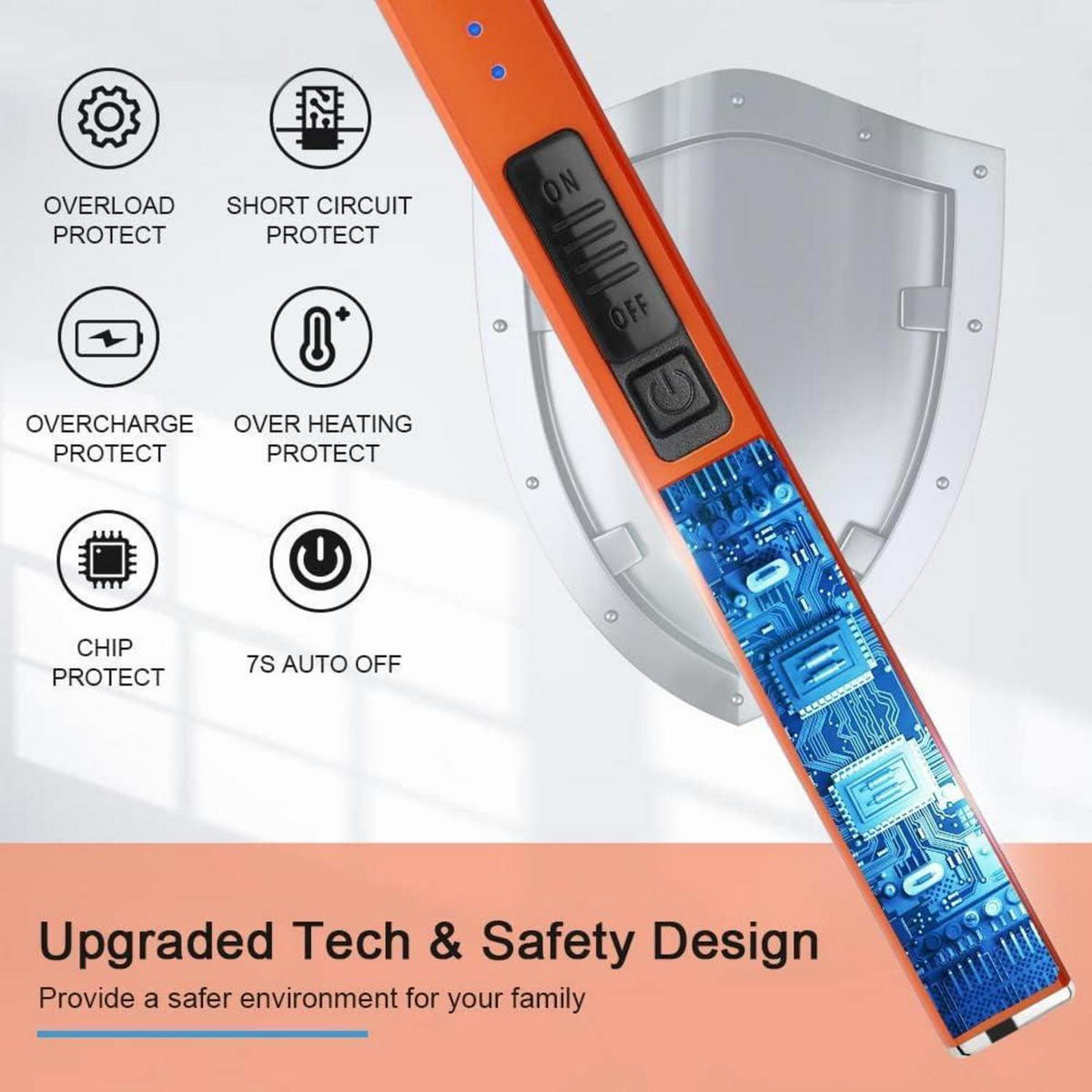 ELEKTRISCHES Feuerzeug mit USB-Aufladung Orange - Orange, Kunststoff (4.1/1.7/19.1cm)