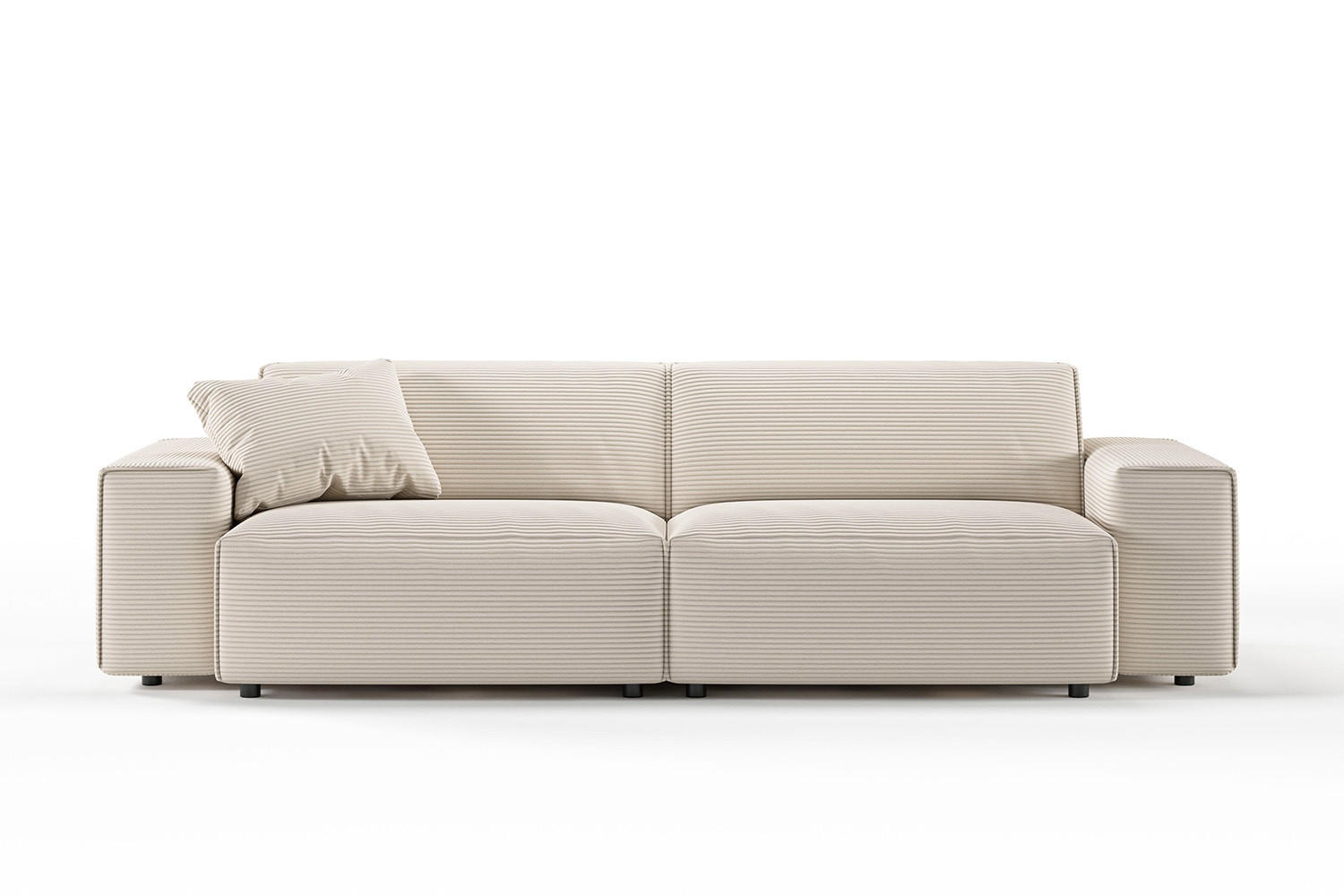 SOFA RANI Cremeweiß Cord - Creme/Schwarz, Kunststoff/Textil (256/71/101cm) - KAWOLA
