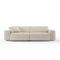 SOFA RANI Cremeweiß Cord - Creme/Schwarz, Kunststoff/Textil (256/71/101cm) - KAWOLA