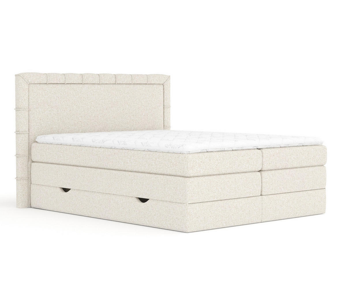 BOXSPRINGBETT Rosabel Creme 180/200 cm mit Matratze und Topper - Creme/Schwarz, Holz/Holzwerkstoff (180/200cm) - Maison de Reve
