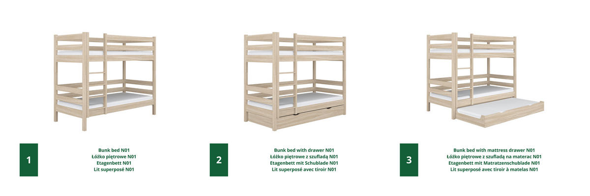 ETAGENBETT N01 Sonoma Eiche 100/200 - Sonoma Eiche, Naturmaterialien/Holz (100/200cm) - N-Wood