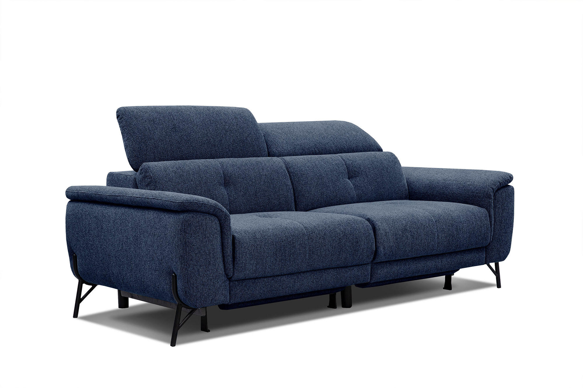 SOFA AVENA 3-Sitzer mit 2 Relaxfunktionen, dunkelblau - Dunkelblau, Holzwerkstoff/Textil (204/80/108cm) - Courtois Laville