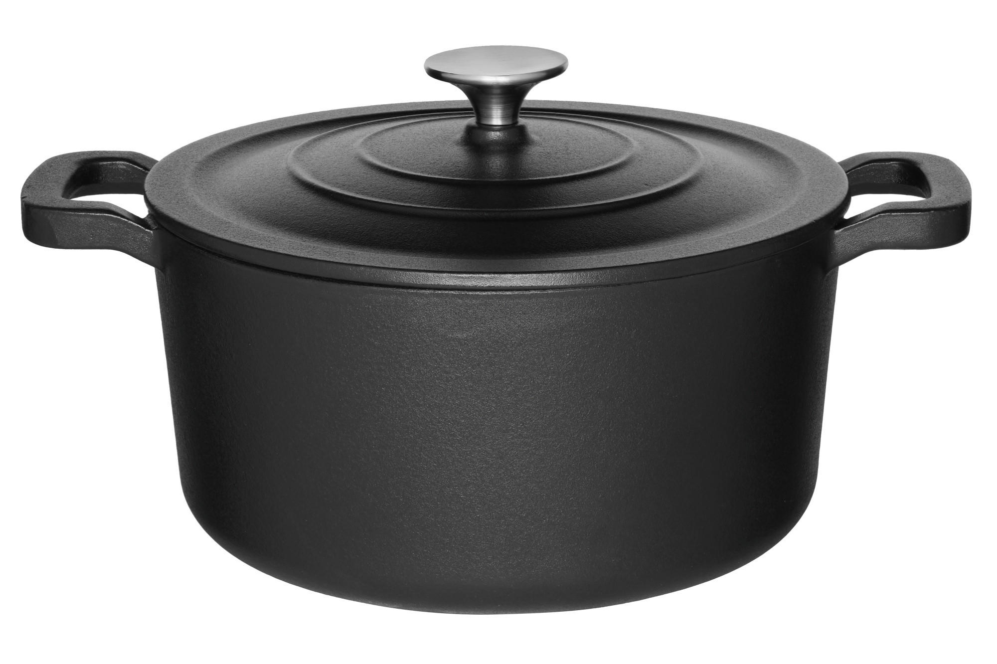 GUSSEISENKESSEL mit Deckel Ø 24 cm - Schwarz, Metall (24cm)