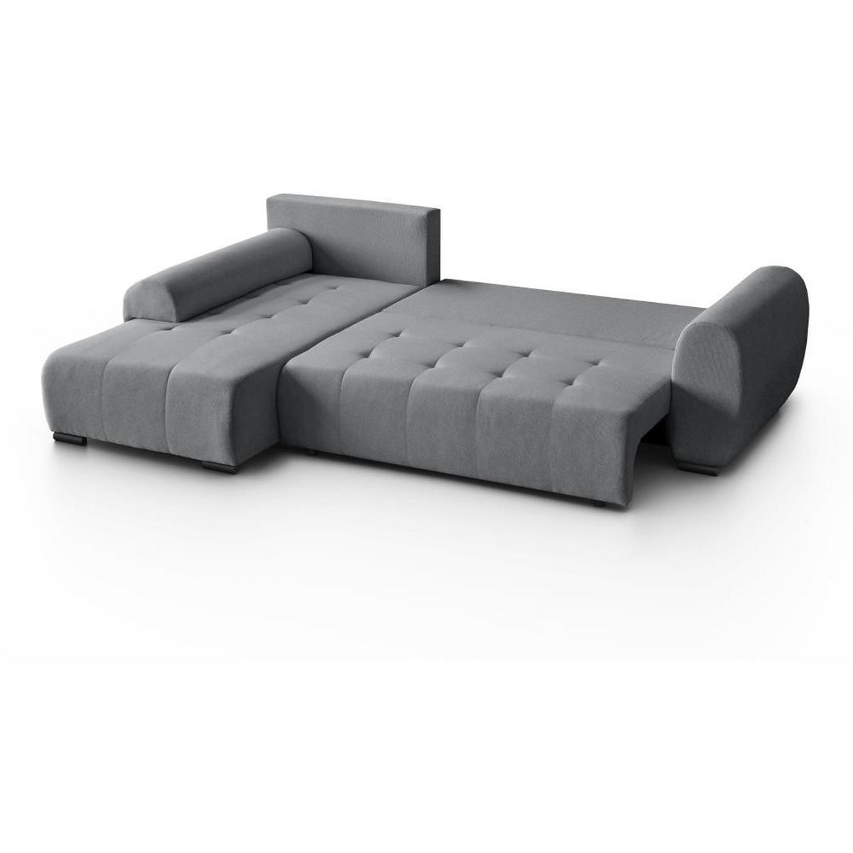 ECKSCHLAFSOFA Diana mt Bettkasten grau links - Schwarz/Grau, Textil (255/175cm) - Beautysofa