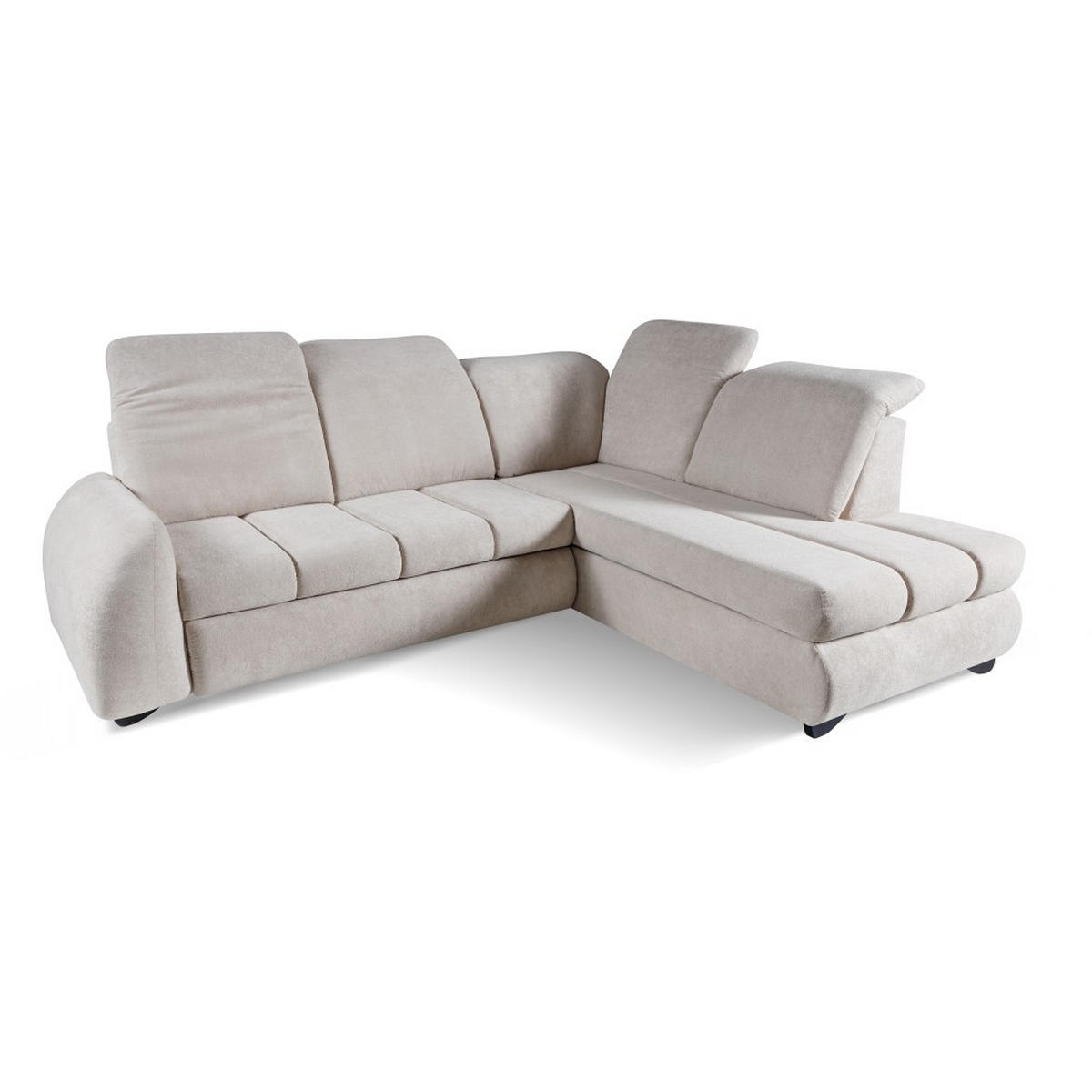 ECKSCHLAFSOFA Onel mit bewegliche Kopfstützen, Beige, Rechts - Beige/Schwarz, Textil (263/200cm) - Beautysofa
