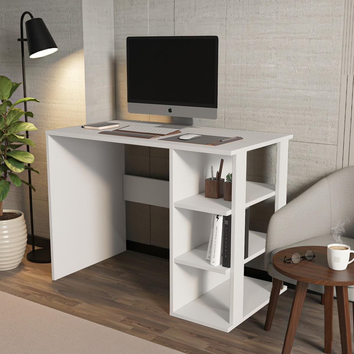 COMPUTERTISCH Polina Weiß - Weiß, Holzwerkstoff (60/115/12cm) - Decorotika