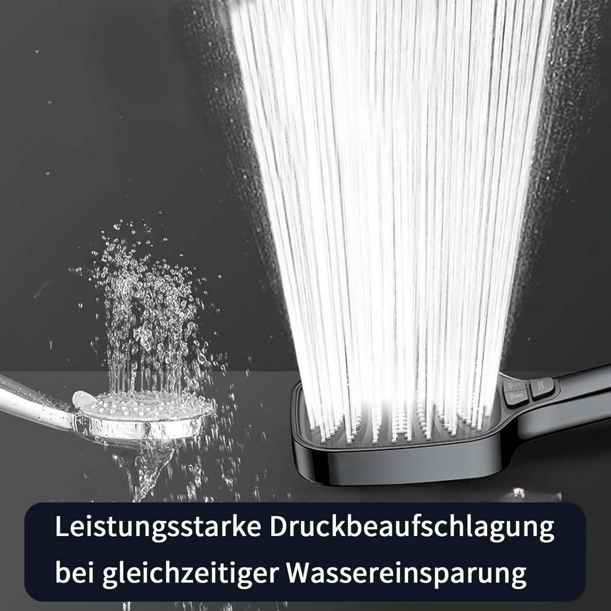 DUSCHBRAUSE mit 8 Strahlarten Grau Gunmetal Matt - Grau, Kunststoff (12/12.7/26cm)
