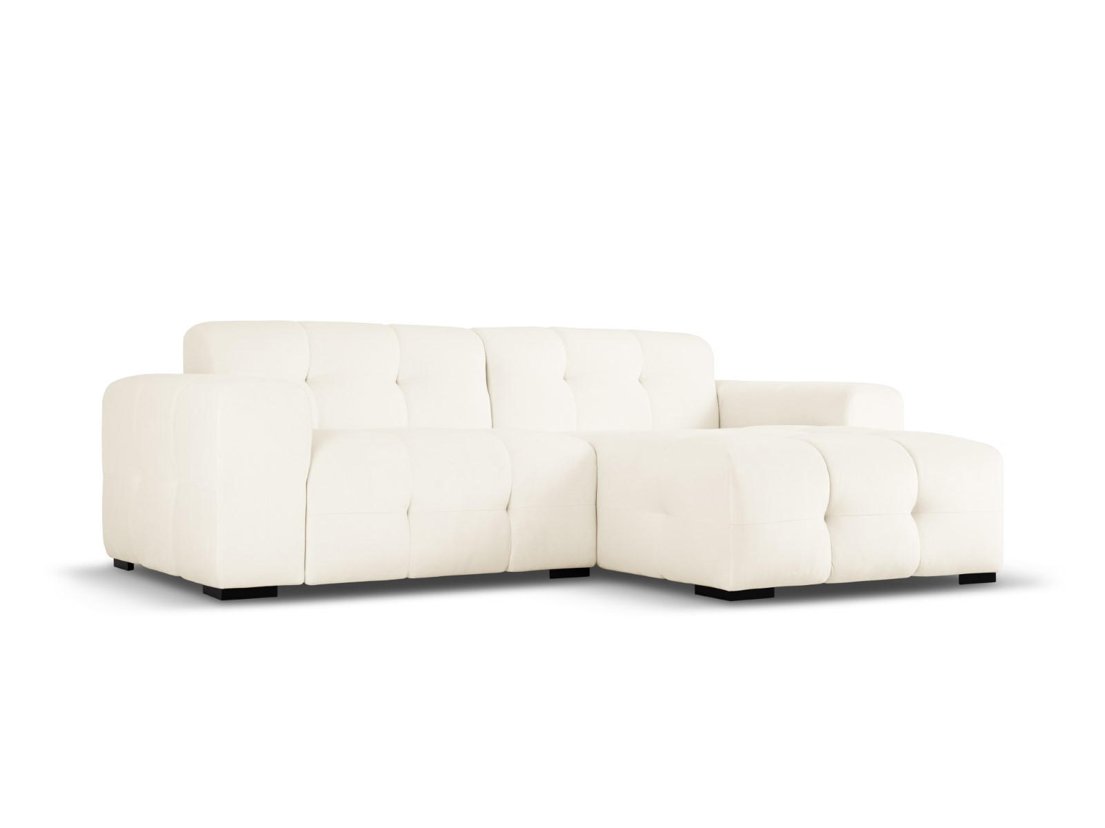 ECKSOFA rechts Kendal aus Samt leichtes beige 4 Sitzplätze - Creme, Textil (173/256cm) - Micadoni