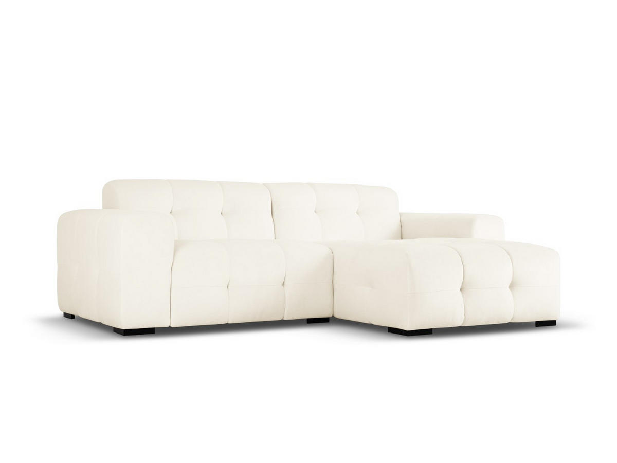 ECKSOFA rechts Kendal aus Samt leichtes beige 4 Sitzplätze - Creme, Textil (173/256cm) - Micadoni