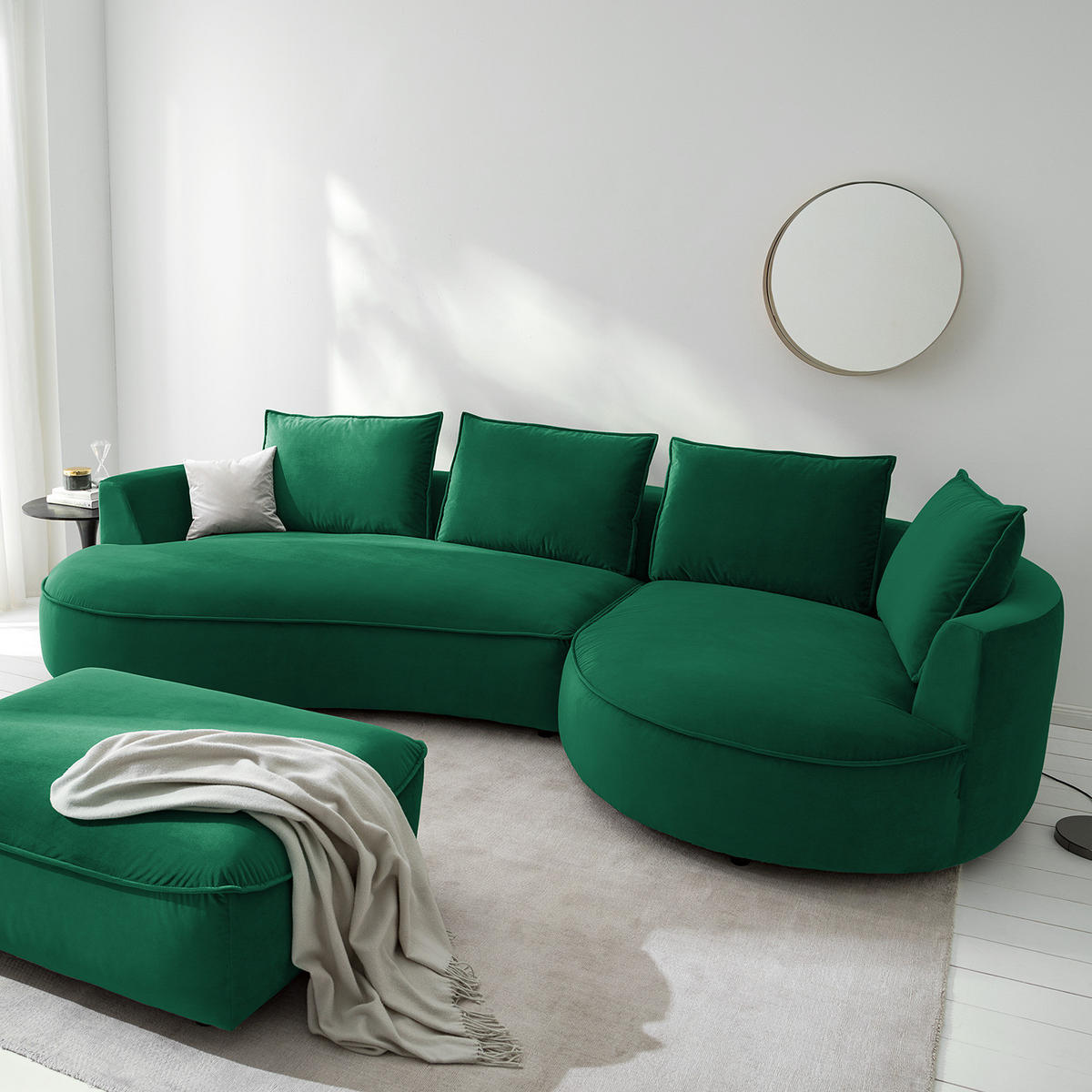 BIGSOFA - Dunkelgrün, Naturmaterialien/Kunststoff (322/82/154cm) - home24
