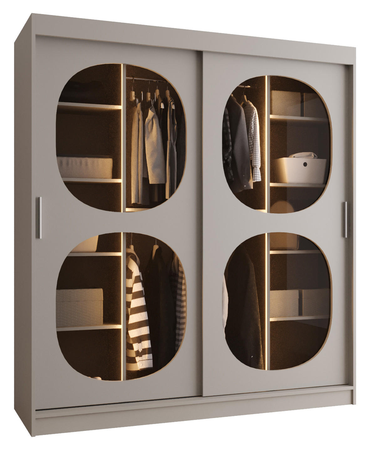 SCHWEBETÜRENSCHRANK 200/180/62 2-türig - Kaschmir, Holz (180/200/62cm) - Abiks Möbel