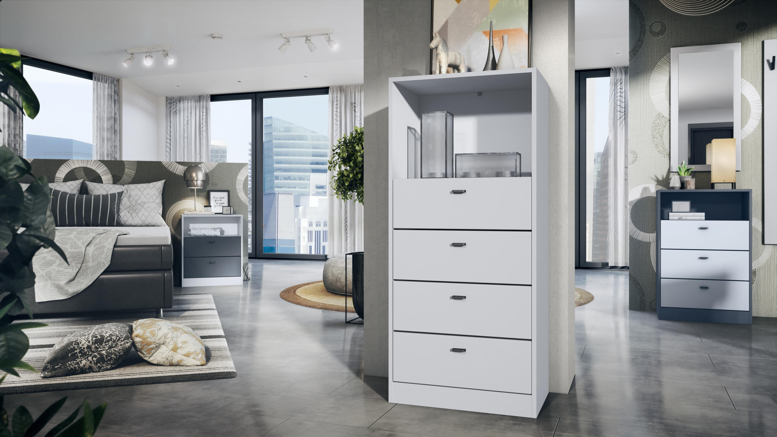 KOMMODE Pino Fronten in Weiß matt - Weiß, Holzwerkstoff (56/125/36cm) - Vladon