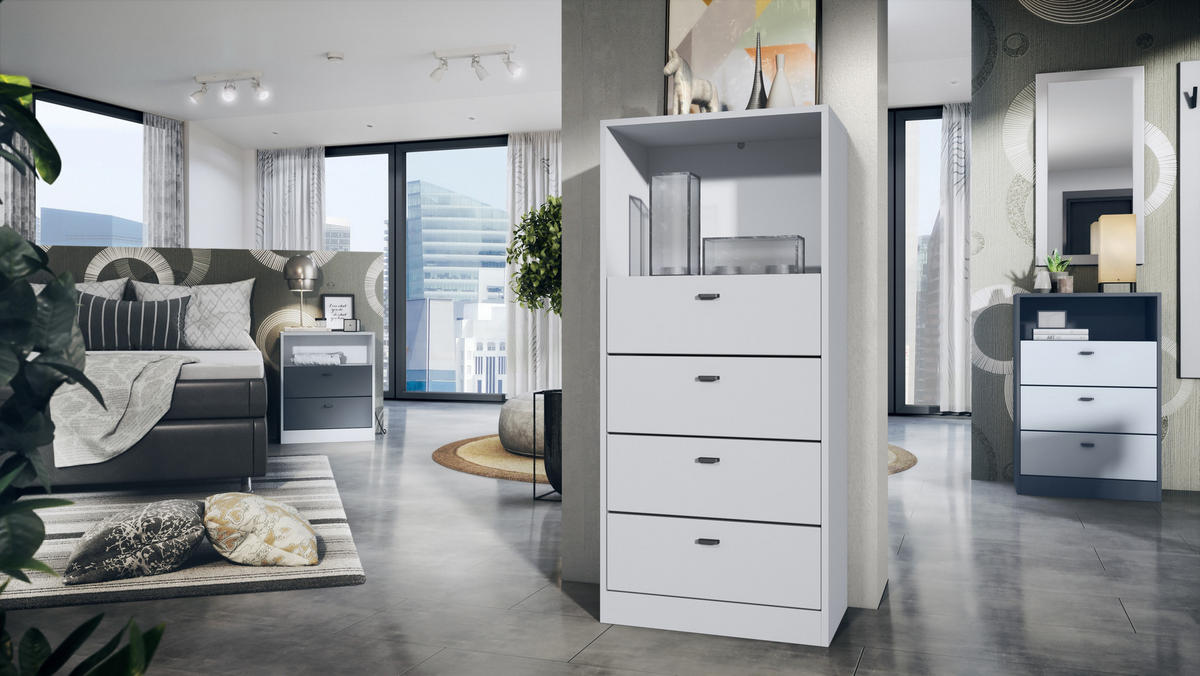 KOMMODE Pino Fronten in Weiß matt - Weiß, Holzwerkstoff (56/125/36cm) - Vladon
