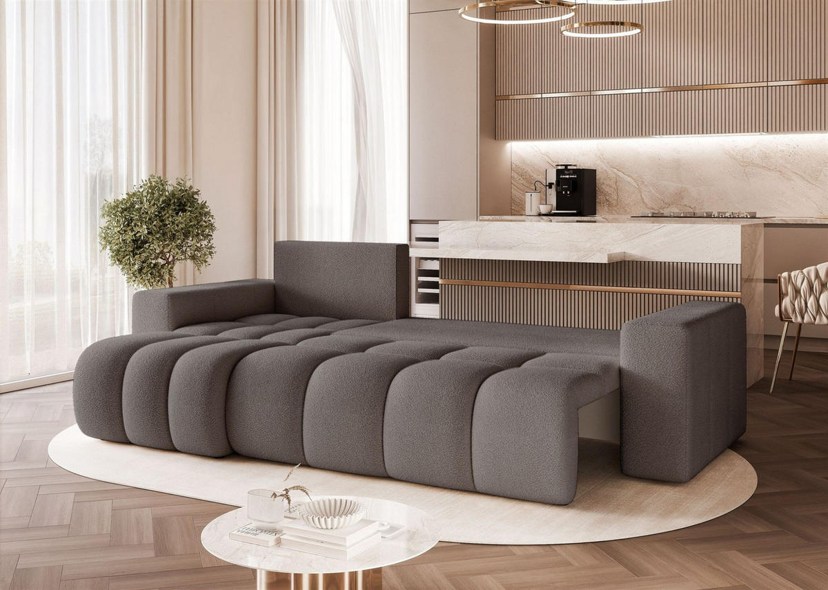 ECKSOFA Anabel Mit Schlaffunktion - Dunkelgrau, Holzwerkstoff/Textil (248/145cm) - Fun Möbel