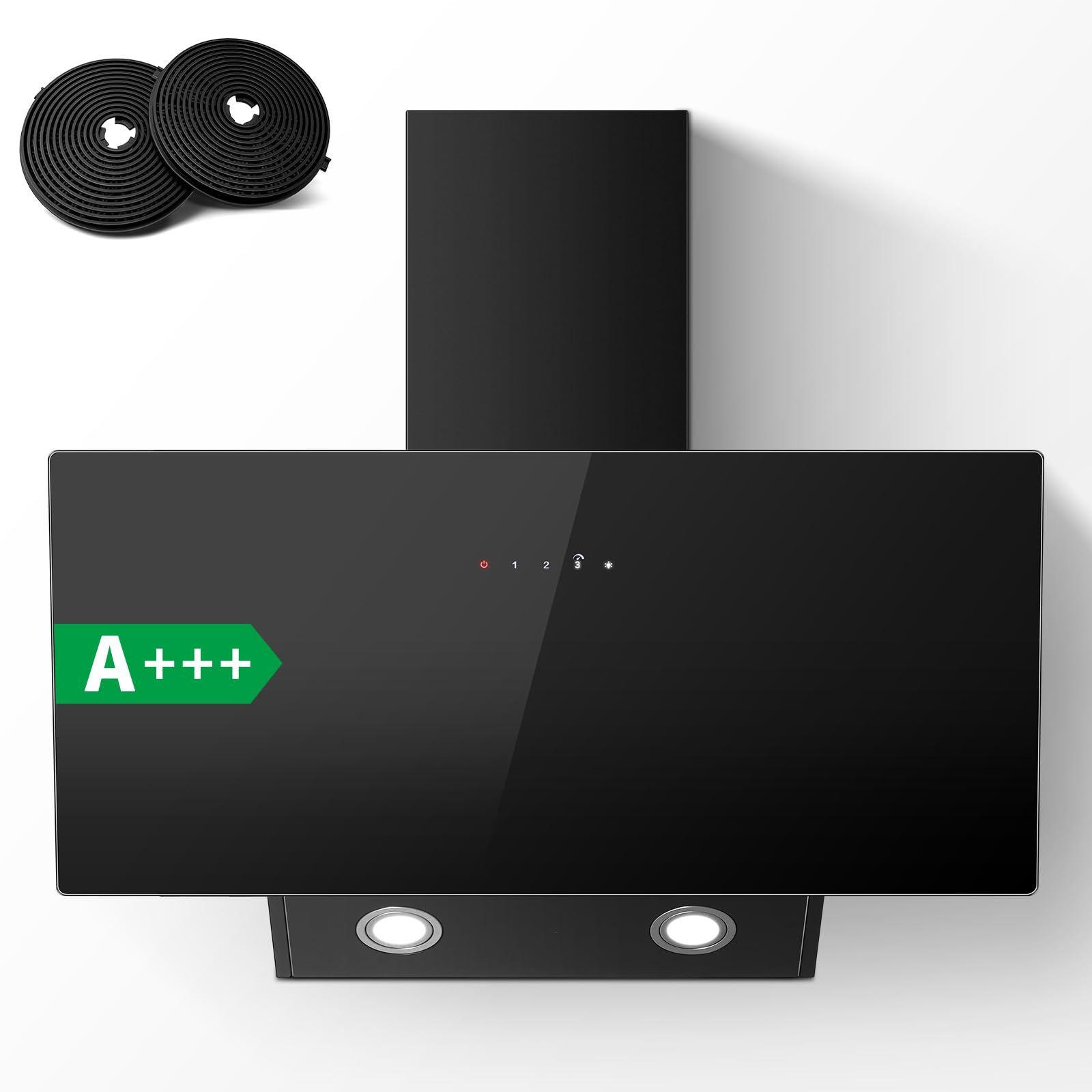 DUNSTABZUGSHAUBE Schwarz mit Touch-Bedienung, LED-Beleuchtung, Aktivkohlefilter - Schwarz, Metall (35.1/44.5/95.4cm) - Korfee