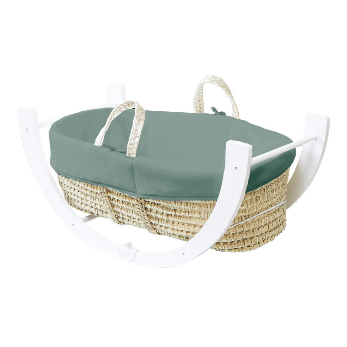 BABYTRAGEKORB Bio-Baumwolle grün - Waldgrün, Naturmaterialien (29/78cm) - Premiers Moments