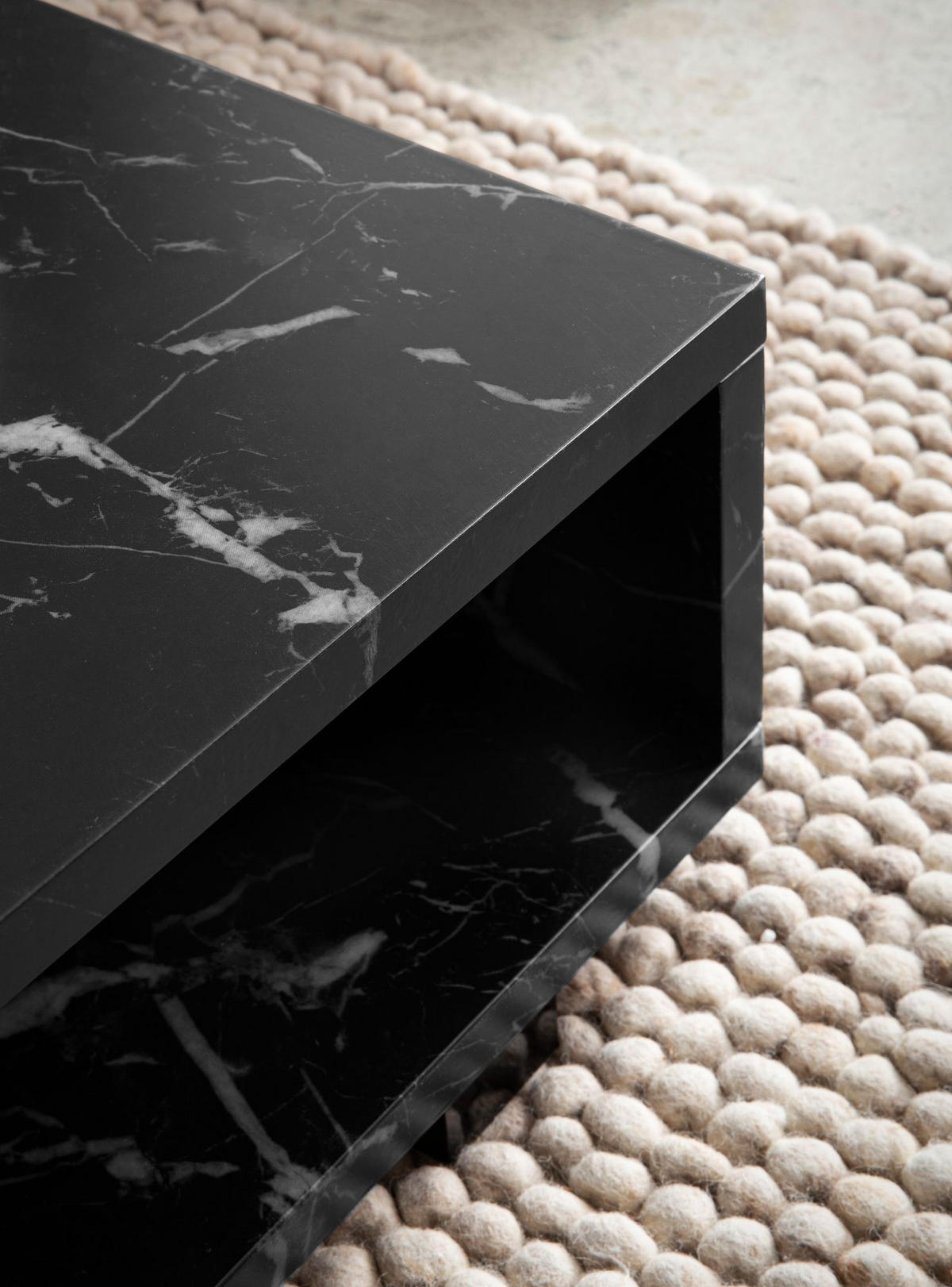 COUCHTISCH in Stein-Optik Modern mit Stauraum Rechteckig Schlicht, Schwarz 100x50x25 cm - Schwarz, Kunststoff (50/100/25cm) - KADIMA DESIGN