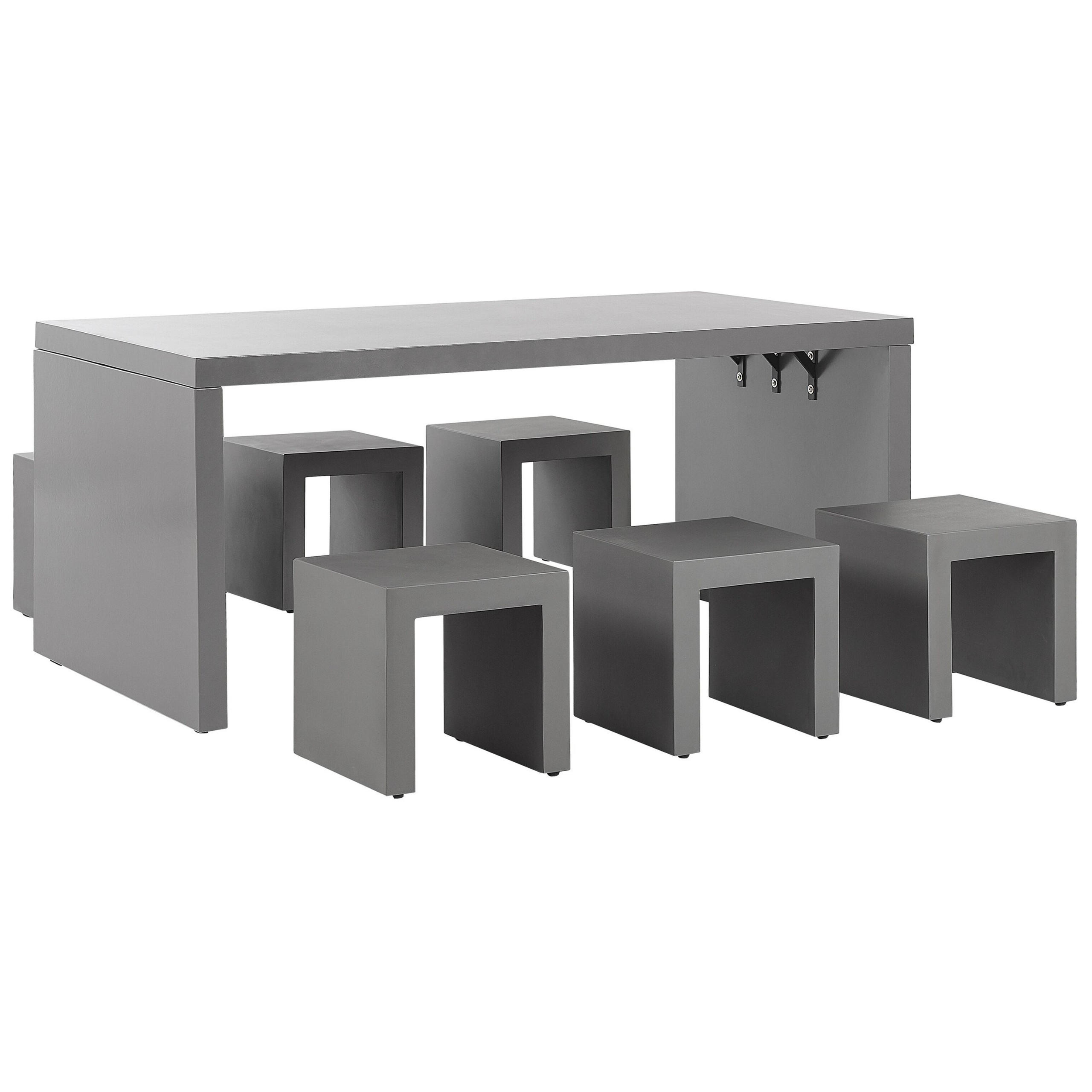 GARTENMÖBEL SET 6-Sitzer Beton grau U-Form Taranto - Grau, Stein - Beliani