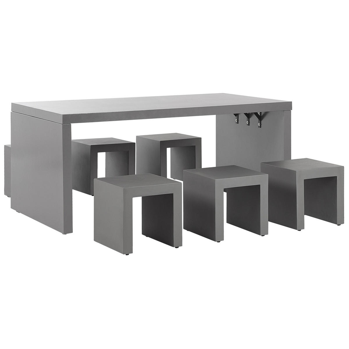 GARTENMÖBEL SET 6-Sitzer Beton grau U-Form Taranto - Grau, Stein - Beliani