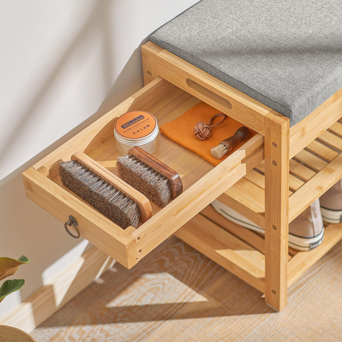 SCHUHBANK Natur - Naturfarben, Holz (55/46/30cm) - SoBuy