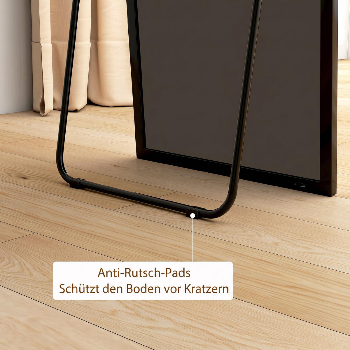GANZKÖRPERSPIEGEL Aluminium-Legierung, Glas Schwarz - Schwarz, Metall (2/161.5/50cm) - HOMCOM