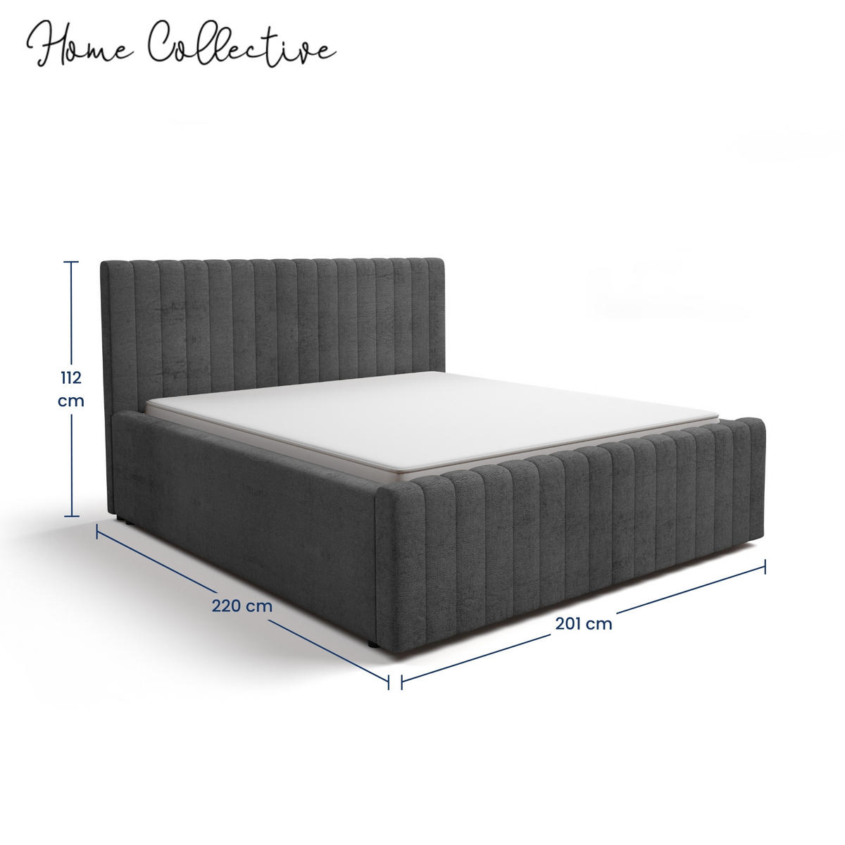 POLSTERBETT 180x200 cm in Graphit - Graphitfarben, Textil (180/200cm) - Home Collective