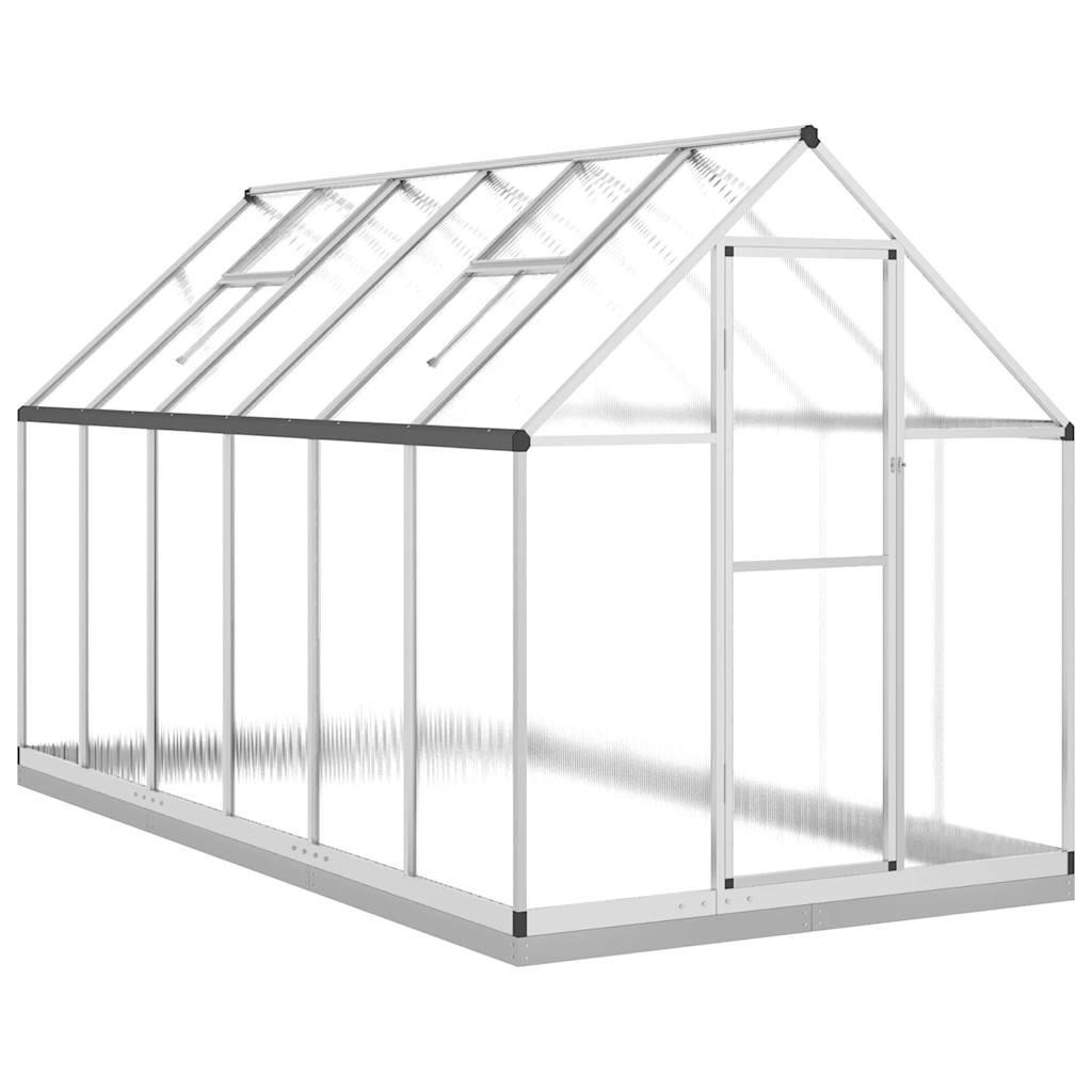 GEWÄCHSHAUS mit Fundamentrahmen Silber 334x169x202cm Aluminimum - Silberfarben, Metall (169/202/334cm)