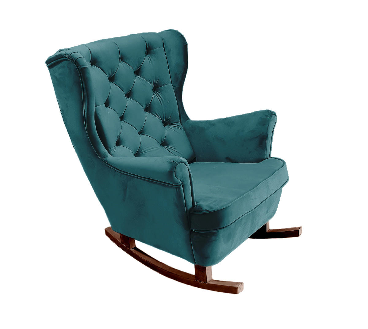 SCHAUKELSESSEL mit gepolstertem Sitz und Armlehnen, 102x81x95 cm, Marine_29860 - Petrol/Braun, Holz/Textil (81/102/95cm) - DomoHome