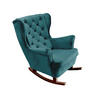 SCHAUKELSESSEL mit gepolstertem Sitz und Armlehnen, 102x81x95 cm, Marine_29860 - Petrol/Braun, Holz/Textil (81/102/95cm) - DomoHome