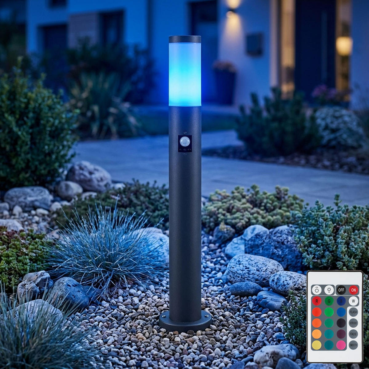 LED STEHLEUCHTE Anthrazit Edelstahl - Anthrazit, Metall (7.6/11/80cm) - Globo Lighting