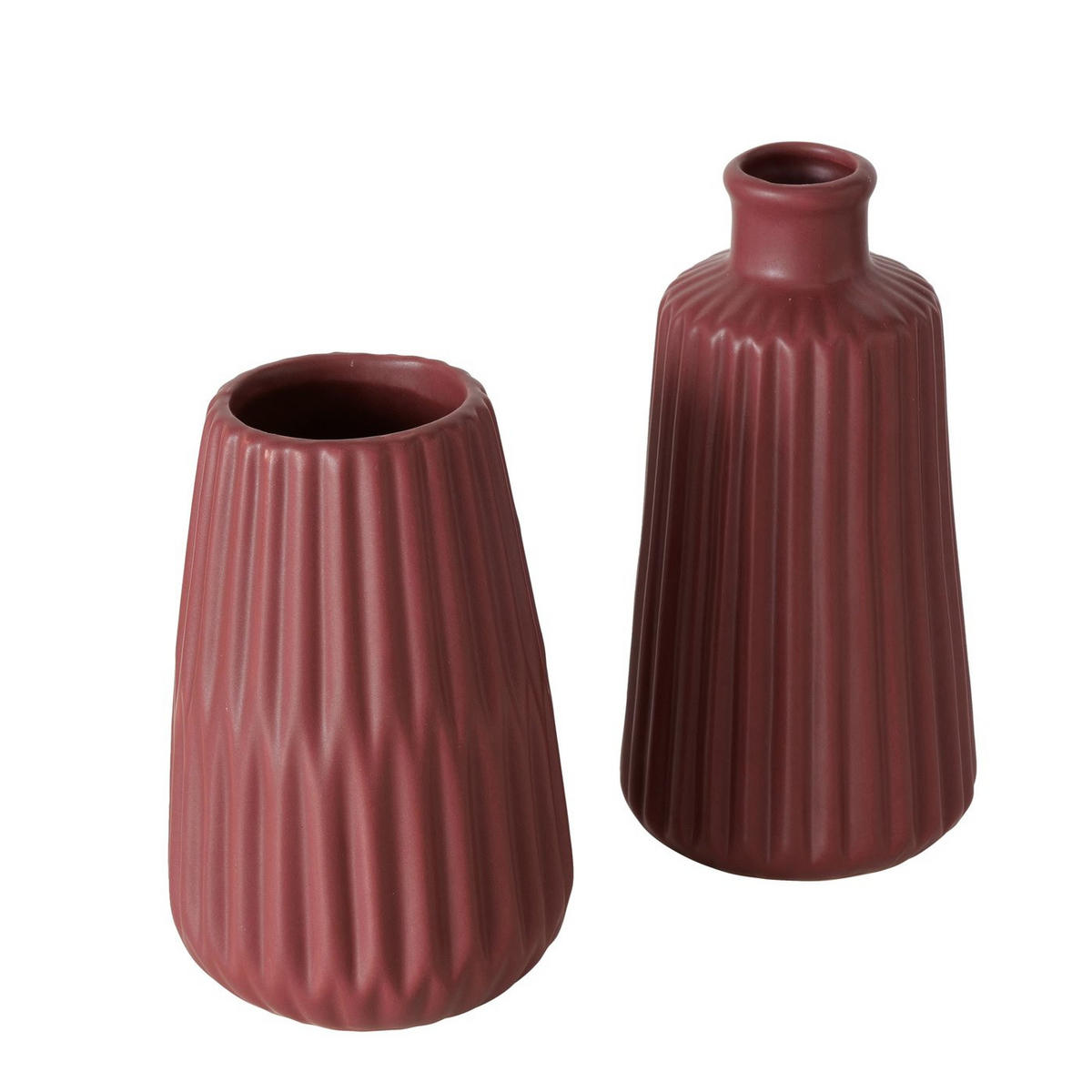 VASE Porzellan Esko 17 cm - Weinrot, Keramik (17cm) - Boltze Home