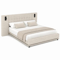 POLSTERBETT mit LED-Leiste 180x200 cm Leinen Beige - Beige, Metall (180/200cm) - Meubliv
